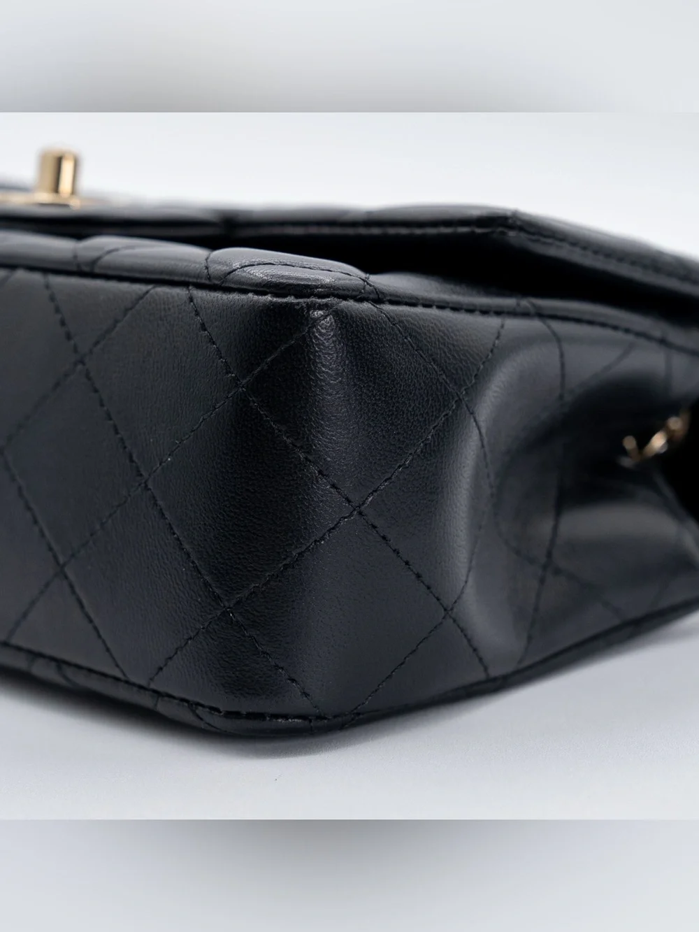 CHANEL Lambskin Quilted Mini Rectangular Flap Black